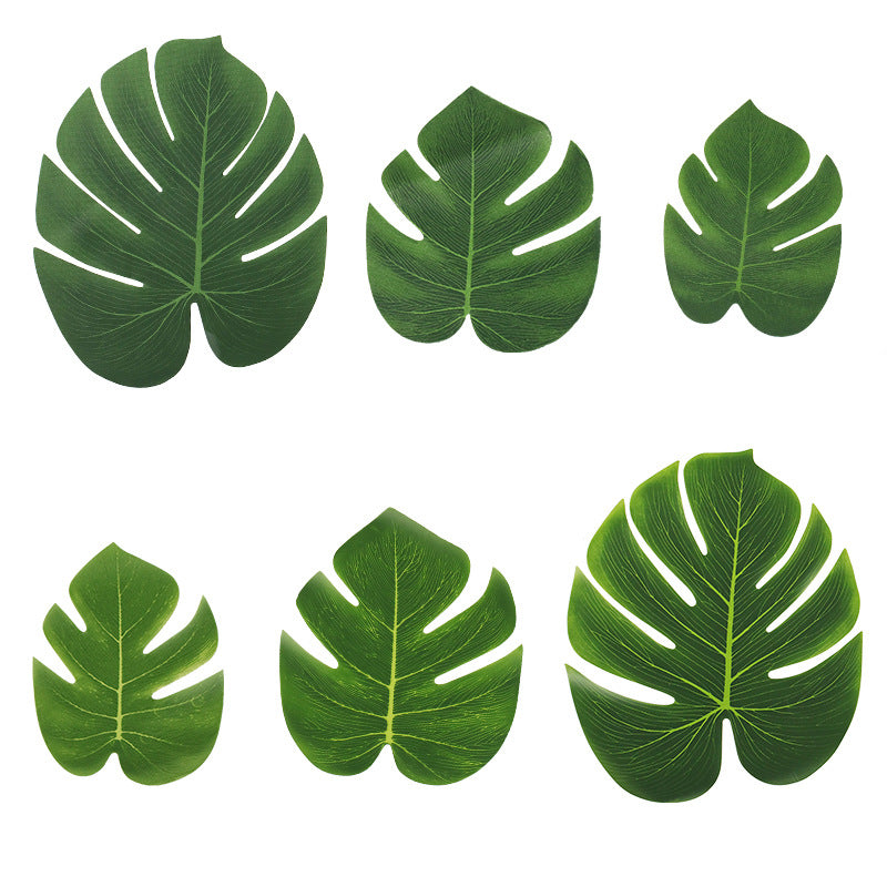 Plastic artificial palm leaves