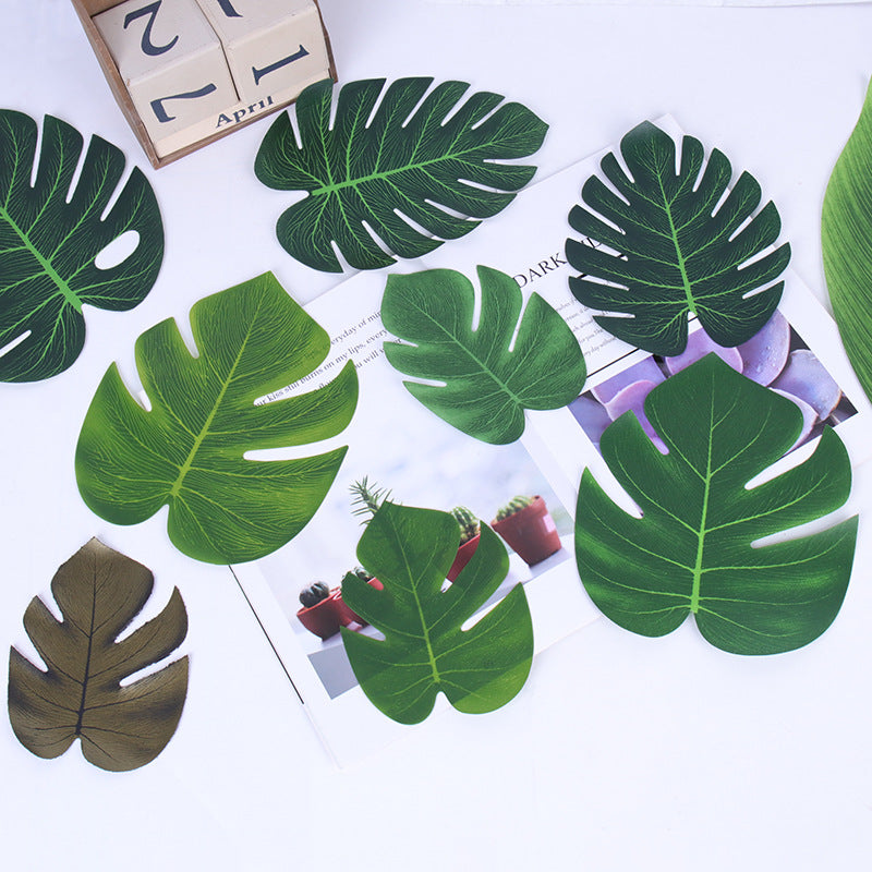 Plastic artificial palm leaves